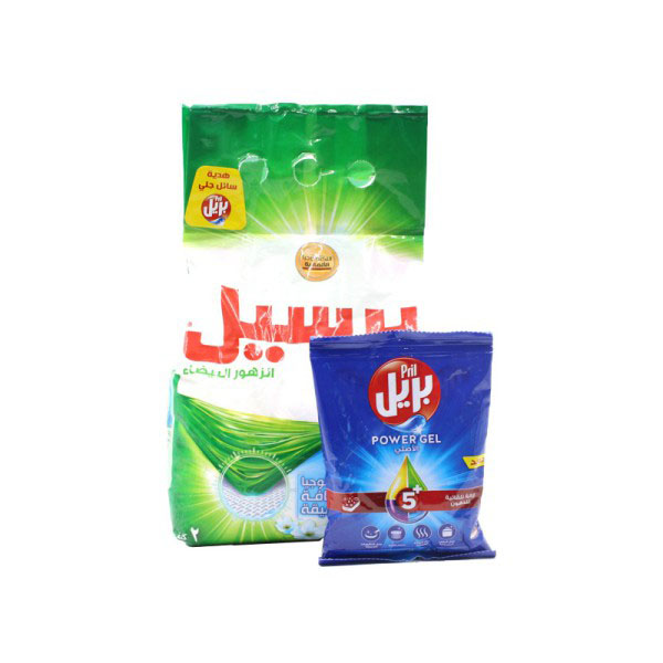 مسحوق غسيل آلي 2 كغ زهور بيضاء + جيل 300 مل مجانا 1*6 - برسيل - (ID: 1280)